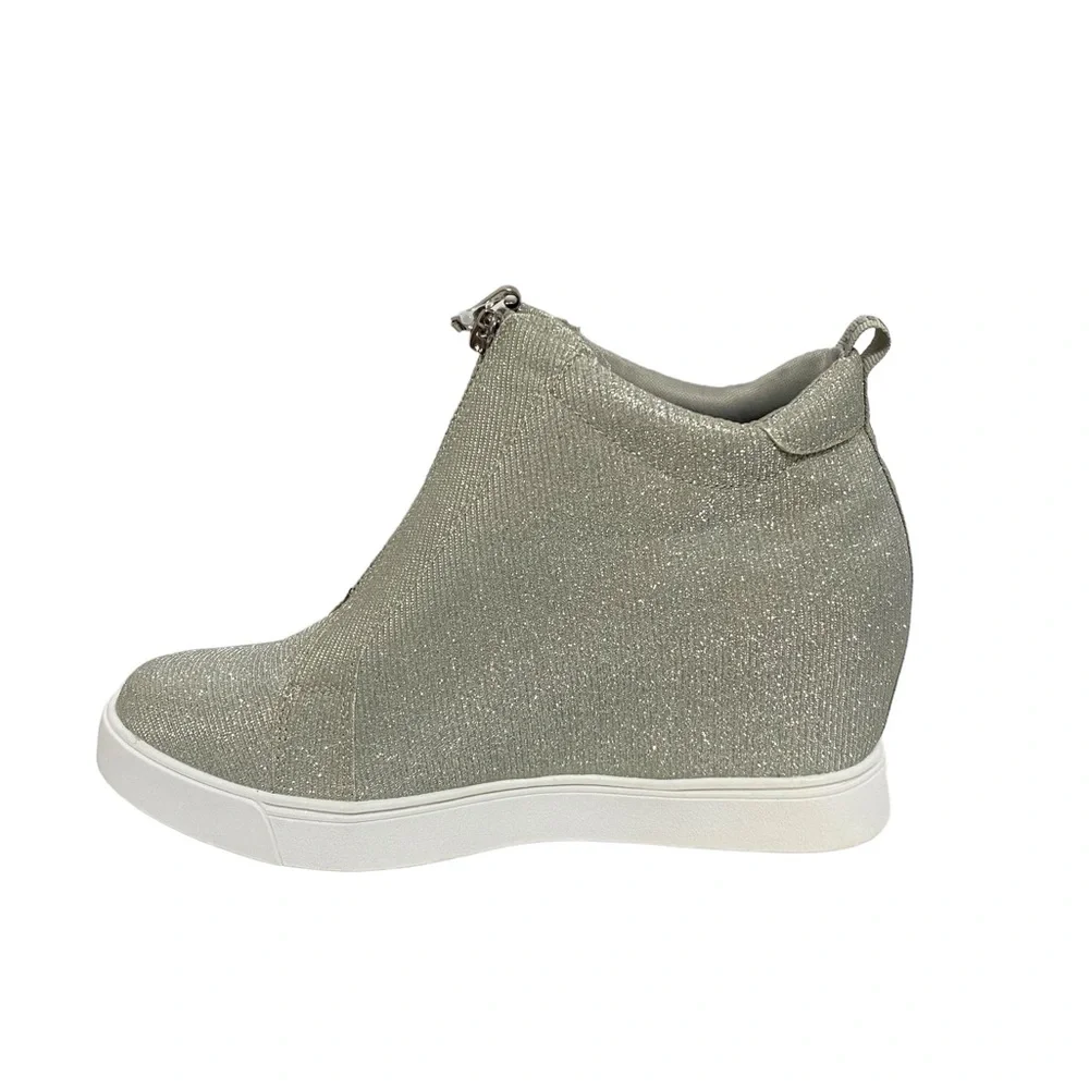 Juicy Couture Joanz Wedge Sneakers Spring Summer Casual Ankle Boots‎ Silver 9
